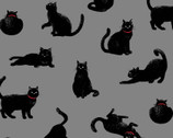 Blackboard Art - Cats Black on Gray from Cosmo Fabric