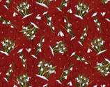 Frozen in Time - Snow Drops Floral Red by Jan Mott from Henry Glass Fabric