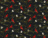 Frozen in Time - Cardinal Bird Black by Jan Mott from Henry Glass Fabric