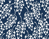 Tropical Lush ORGANIC - Bunches of Flowers Bright Navy Blue by The Tiny Garden from Nerida Hansen