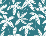 Tropical Lush ORGANIC - Tropical Lush Leaves Blue Teal by The Tiny Garden from Nerida Hansen