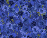 Sunny Fields - Bachelor Buttons Floral Blue from Clothworks Fabric