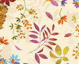 Autumn Air - Flower Leaves Cream Tan from Clothworks Fabric
