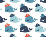 Nautical - Pirate Whales White from Camelot Fabrics