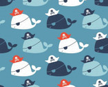 Nautical - Pirate Whales Blue from Camelot Fabrics