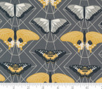 Through The Woods - Butterfly Moth Charcoal by Sweetfire Road from Moda Fabrics
