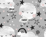 Don’t Forget to Dream FLANNEL - Sweet Dreams Grey from 3 Wishes Fabric