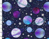 Starlight GLITTER - Outer Space Plant Stars Navy from 3 Wishes Fabric