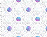 Starlight GLITTER - Outer Space Planets White from 3 Wishes Fabric