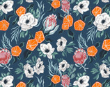 Frosty Forage - Floral With Oranges Quartz Blue from Dear Stella Fabric