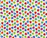 Hearts and Dots - Large Hearts Ombre Rainbow White from Timeless Treasures Fabric