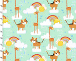 Welcome To The Jungle FLANNEL - Animals Rain Turquoise Mint from 3 Wishes Fabric