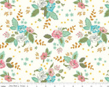 Stardust - Main Floral Vintage White Sparkle by Beverly McCullough from Riley Blake Fabric