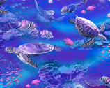 Reef Life - Sea Turtle Purple by Lorenzo Tempesta from Studio E Fabrics