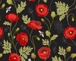 Poppies - Poppy and Bee Black from Lewis and Irene Fabric