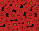 Poppies - Large Poppy Black from Lewis and Irene Fabric