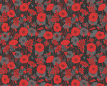 Poppies - Poppy Shadow Black from Lewis and Irene Fabric