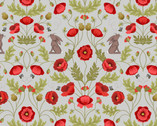 Poppies - Poppy and Hare Lt Grey from Lewis and Irene Fabric