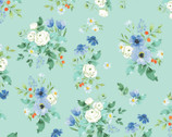 Bloom Wildly - Bouquet Flowers Lt Turquoise by Heatherlee Chan from Clothworks Fabric