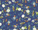 Bloom Wildly - Citrus Floral Navy Blue by Heatherlee Chan from Clothworks Fabric