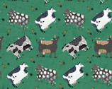 On the Farm - Udderly Cows Teal Green by Terry Runyan from Contempo Fabric