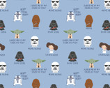 Star Wars FLANNEL - Characters Sayings Blue from Camelot Fabrics