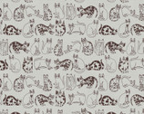 Cat’s Meow - Outlined Cats Brown by Allison Cole from Paintbrush Studio Fabrics