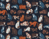 Cat’s Meow - Cat Friends Black by Allison Cole from Paintbrush Studio Fabrics