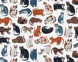 Cat’s Meow - Cat Friends White by Allison Cole from Paintbrush Studio Fabrics