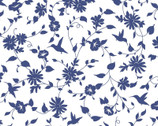 Chinoiserie Garden - Monotone Floral Blue by Sandy Lynam Clough from P&B Textiles Fabric