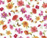 Chinoiserie Garden - All Over Floral Butterfly White by Sandy Lynam Clough from P&B Textiles Fabric