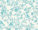Nostalgic Garden - Floral Aqua from Elite Fabric