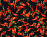 Red Chili Peppers Black from David Textiles Fabrics