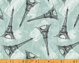 Merci Paris - Eiffel Tower Verdigris Seafood Aqua by Whistler Studios from Windham Fabrics