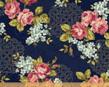 Spellbound - Floral Medallions Navy Metallic by Katia Hoffman from Windham Fabrics