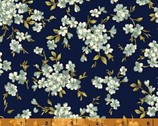 Spellbound - Floral Clusters Navy Metallic by Katia Hoffman from Windham Fabrics