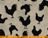 Les Poulets Encore - Poulets Chickens Taupe by Whistler Studios from Windham Fabrics
