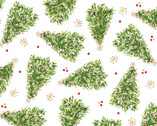 All The Trimmings - Trees Toss White from Maywood Studio Fabric