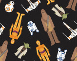 Star Wars - Characters Tossed in Space Black from Camelot Fabrics