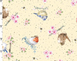 Bramble Patch - Tossed Birds Yellow by Hannah Dale from Maywood Studio Fabric