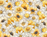 Fields of Gold - Packed Floral Yellow Gold by Lisa Audit from Wilmington Prints Fabric
