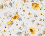 Fields of Gold - Large Floral Allover Grey Gold by Lisa Audit from Wilmington Prints Fabric