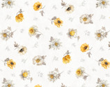 Fields of Gold - Floral Toss White by Lisa Audit from Wilmington Prints Fabric
