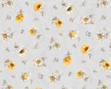 Fields of Gold - Floral Toss Grey by Lisa Audit from Wilmington Prints Fabric