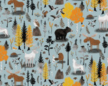 Canadian Boreal Forest - Forest Animals Slate Blue from Camelot Fabrics