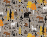 Canadian Boreal Forest - Forest Animals Taupe from Camelot Fabrics