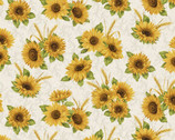 Accent on Sunflowers - Sunflower Meadow Natural by Jackie Robinson from Benartex Fabrics