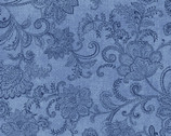 Accent on Sunflowers - Livingston Floral Monotone Blue by Jackie Robinson from Benartex Fabrics