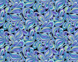 Cat-I-Tude Singing the Blues - Paisley Pearlescent by Ann Lauer from Benartex Fabrics