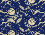 Old Farmer’s Almanac Celestial - Moon in Sky Blue from Print Concepts Fabric